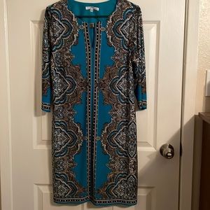 Studio One New York, Medium Teal, Brown & Black dress.